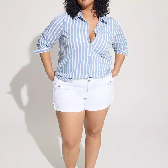 Classic Blue and White Striped Button-Up Long Sleeve Shirt - Size 2 - NWT - Picture 1 of 6